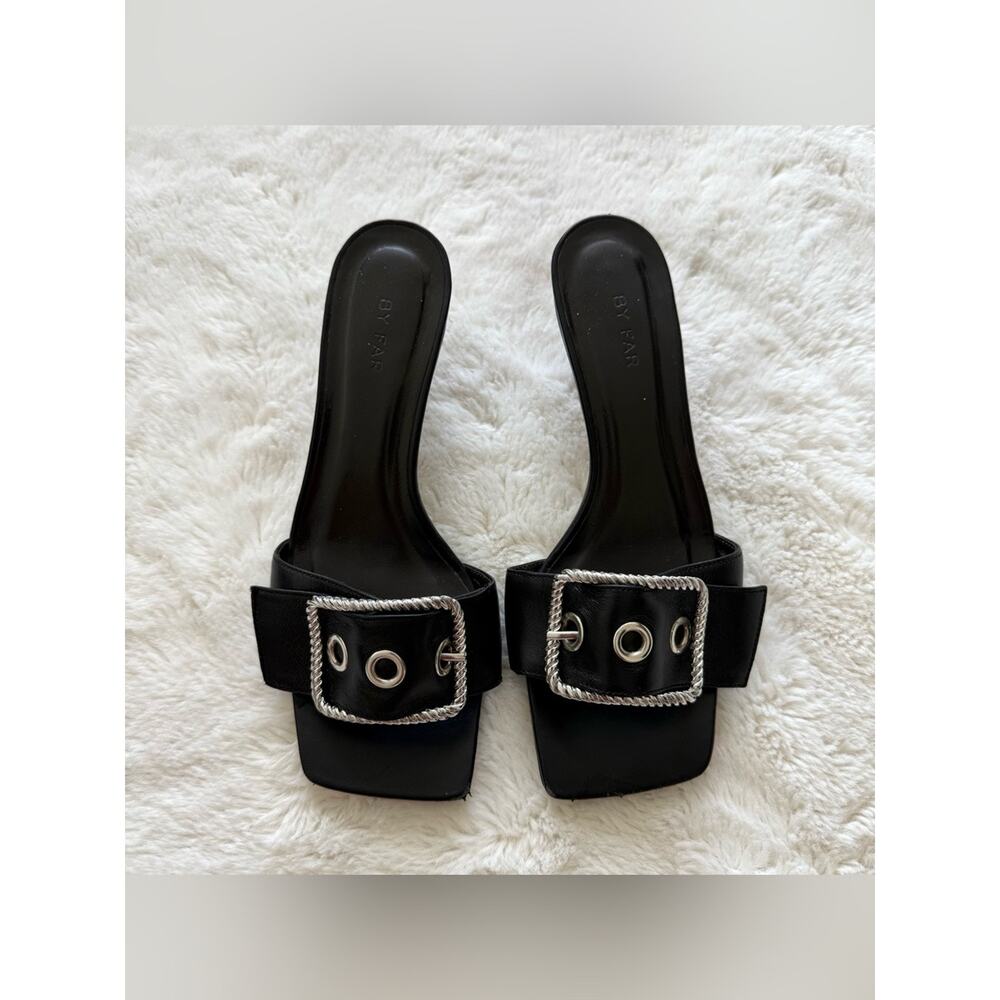 By Far women black leather sandals size 37 EU